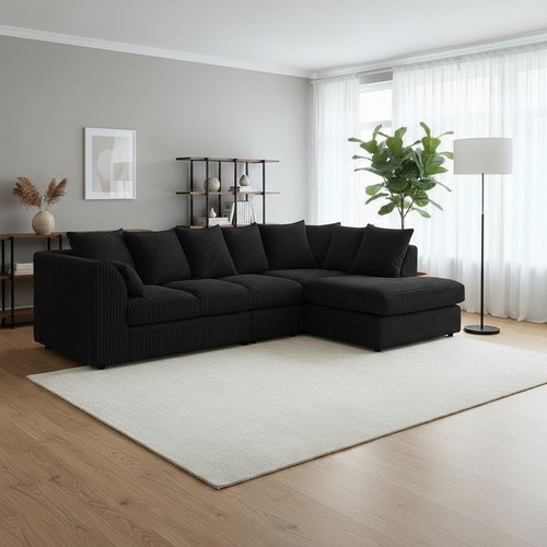 Jumbo cord corner couch - couch, l