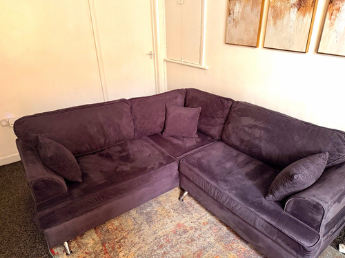 Blue velvet shaped corner - l-shaped,