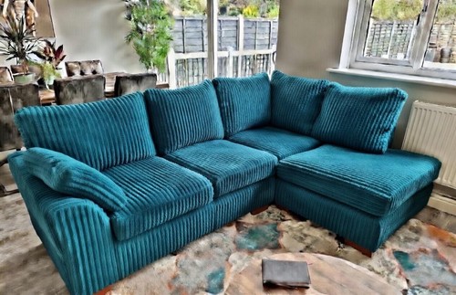 Modern teal blue jumbo cord - modern,