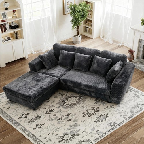 Jumbo cord corner sofa - cord,