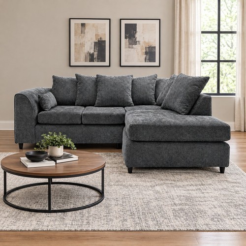 Dark grey corner seater sofa - grey, 4