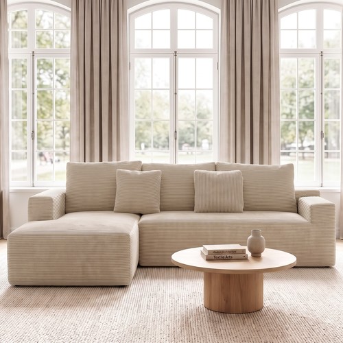 Corduroy shaped corner sofa - l,