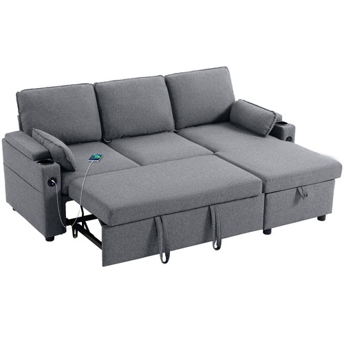 Homcom corner sofa - bed,, l