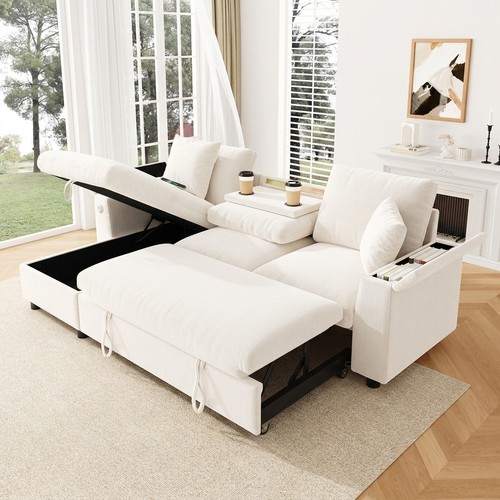 Shaped sofa bed beige - shaped,