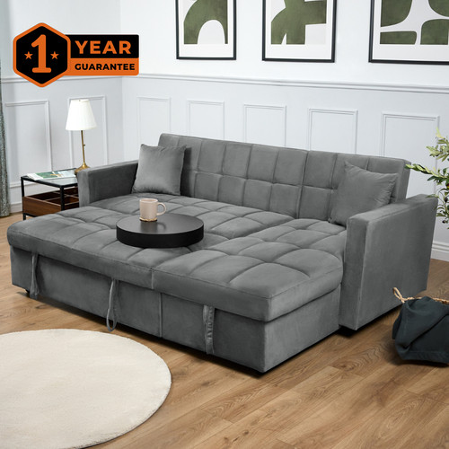 Velvet corner sofa bed with - bed,