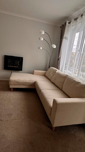Beige fabric shaped corner - l-shaped,