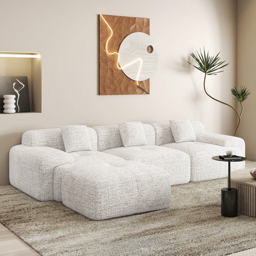 Shaped modular sofa - modular, chenille