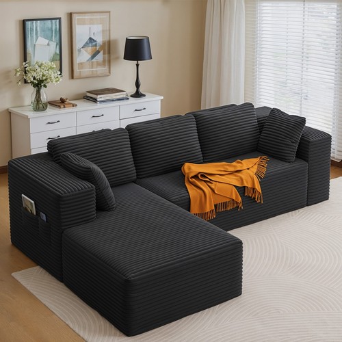 Velvet corner sofa seater l - 3,