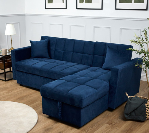Velvet corner sofa bed - velvet, with