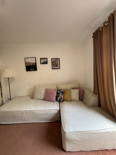 Elegant cream shaped sofa - cream,