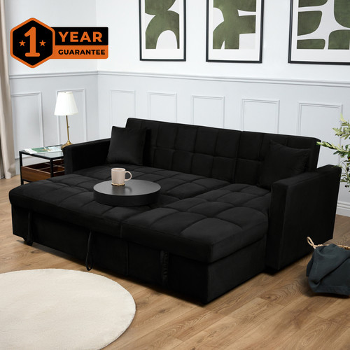 Velvet corner sofa bed - corner,