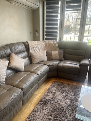 Shaped leather recliner - shaped, sofa
