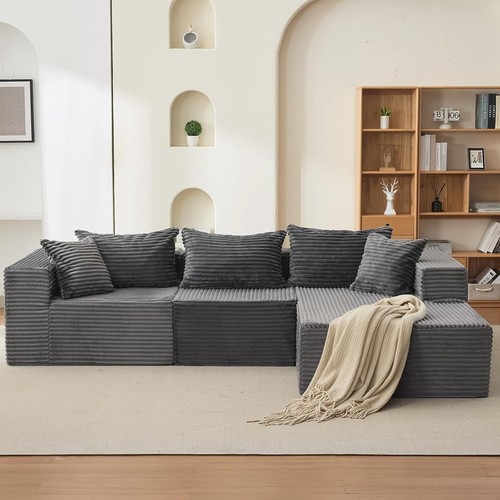 Shaped corduroy sectional - l,