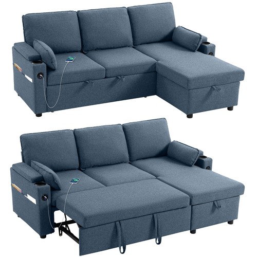 Homcom corner sofa - bed,, l