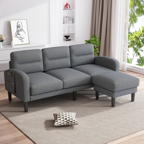 Grey cotton and linen sofa - and,