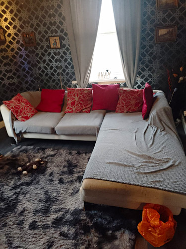 White fabric corner - corner, chaise