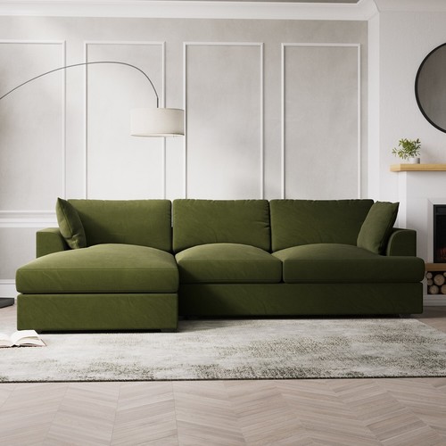 Green velvet shaped - shaped, sofa