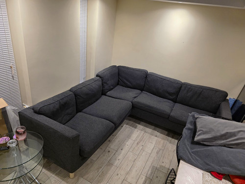 Grey fabric shaped corner - fabric, l-shaped