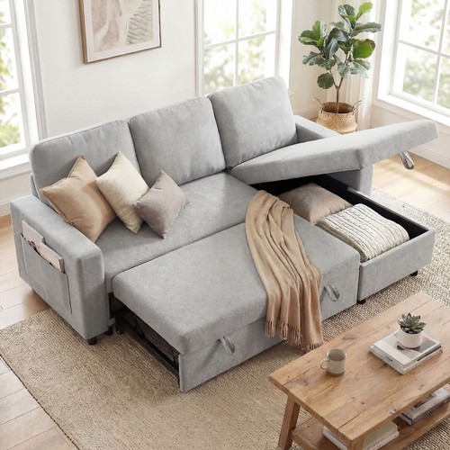 Homcom pull out sofa - bed, l