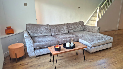 Dfs grey velvet shape corner - grey, l-shape