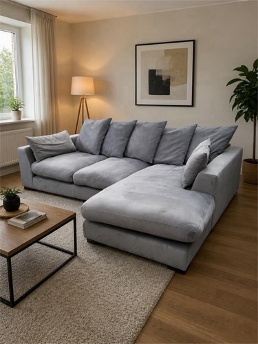Grey velvet shaped corner - grey,