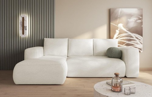Light cream boucle corner sofa - boucle,