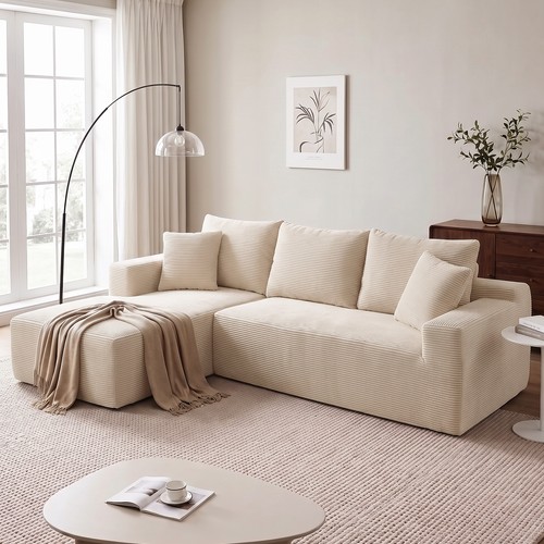 Corduroy shaped corner sofa - shaped,