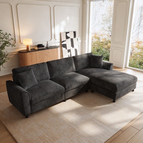 Shaped corner sofa dark grey - l,